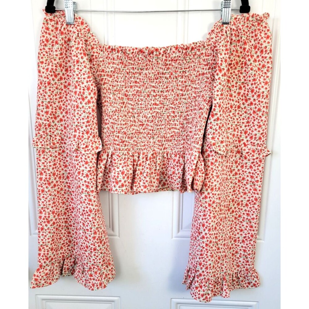 NWT Altar'd State Smocked Ruffle Sleeve Top Size S